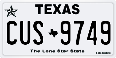 TX license plate CUS9749