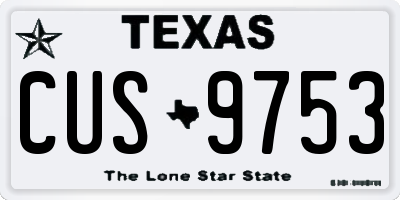 TX license plate CUS9753