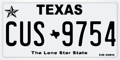 TX license plate CUS9754