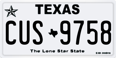 TX license plate CUS9758