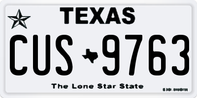 TX license plate CUS9763
