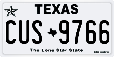 TX license plate CUS9766