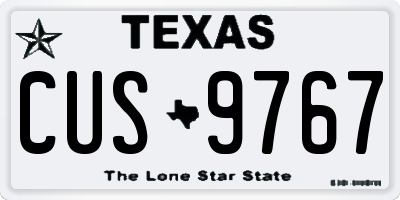 TX license plate CUS9767