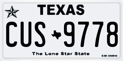 TX license plate CUS9778
