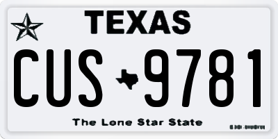 TX license plate CUS9781