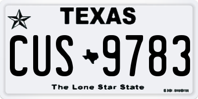 TX license plate CUS9783