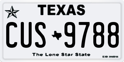 TX license plate CUS9788