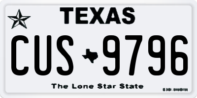 TX license plate CUS9796