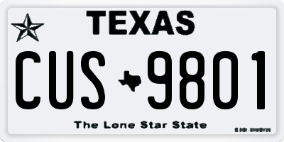 TX license plate CUS9801