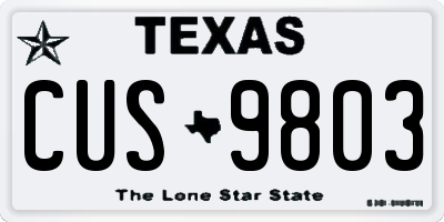 TX license plate CUS9803