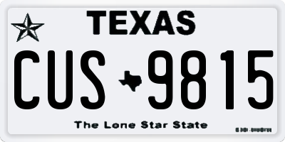 TX license plate CUS9815