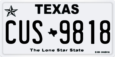TX license plate CUS9818