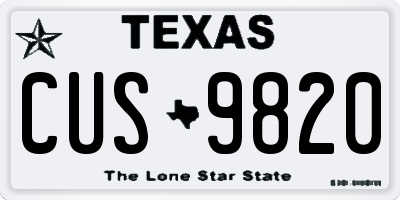 TX license plate CUS9820