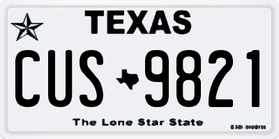 TX license plate CUS9821