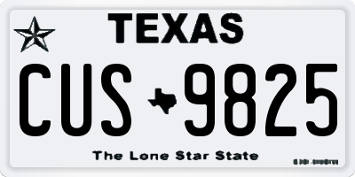 TX license plate CUS9825