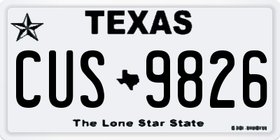 TX license plate CUS9826