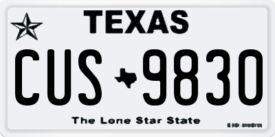 TX license plate CUS9830