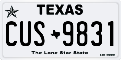 TX license plate CUS9831