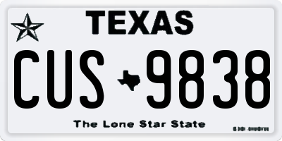 TX license plate CUS9838