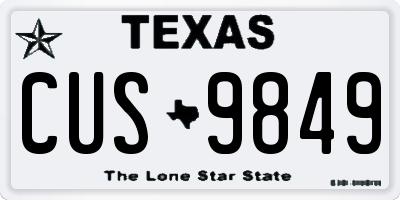 TX license plate CUS9849