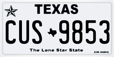 TX license plate CUS9853