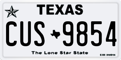 TX license plate CUS9854