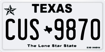TX license plate CUS9870