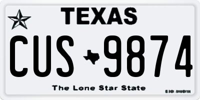 TX license plate CUS9874
