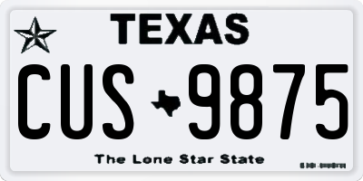 TX license plate CUS9875