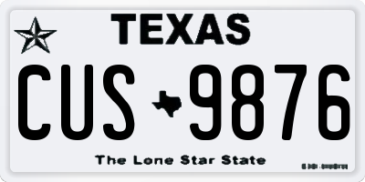 TX license plate CUS9876