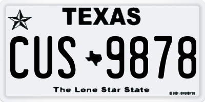 TX license plate CUS9878