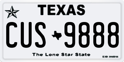 TX license plate CUS9888