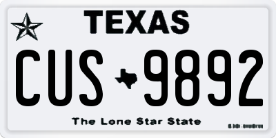TX license plate CUS9892