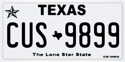 TX license plate CUS9899