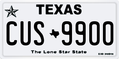 TX license plate CUS9900
