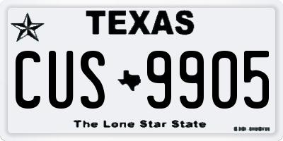 TX license plate CUS9905