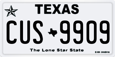 TX license plate CUS9909