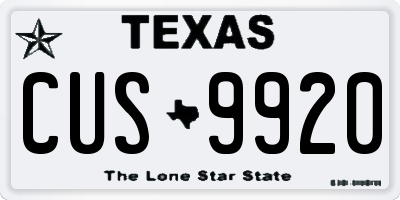 TX license plate CUS9920