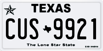 TX license plate CUS9921