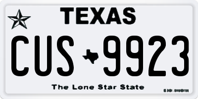 TX license plate CUS9923
