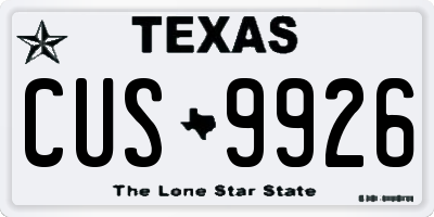 TX license plate CUS9926