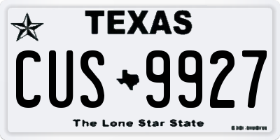 TX license plate CUS9927