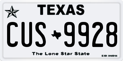 TX license plate CUS9928