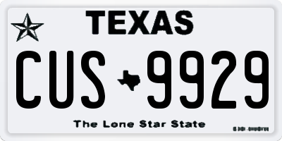 TX license plate CUS9929