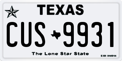 TX license plate CUS9931