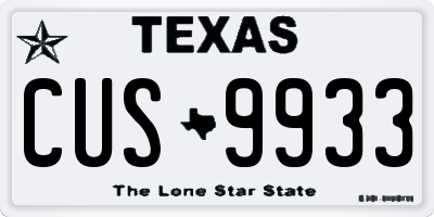 TX license plate CUS9933