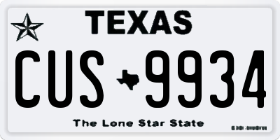 TX license plate CUS9934