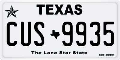 TX license plate CUS9935