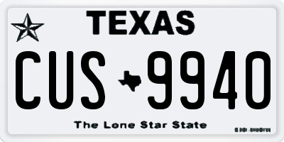 TX license plate CUS9940
