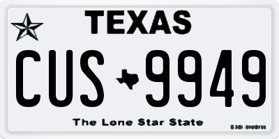 TX license plate CUS9949